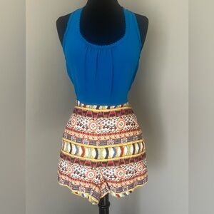 Trina Turk Blue Silk Racerback Tank Sz Sm